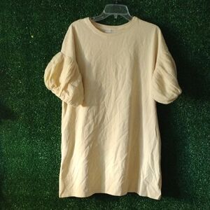 Elegant Cream Puff Sleeve Dress